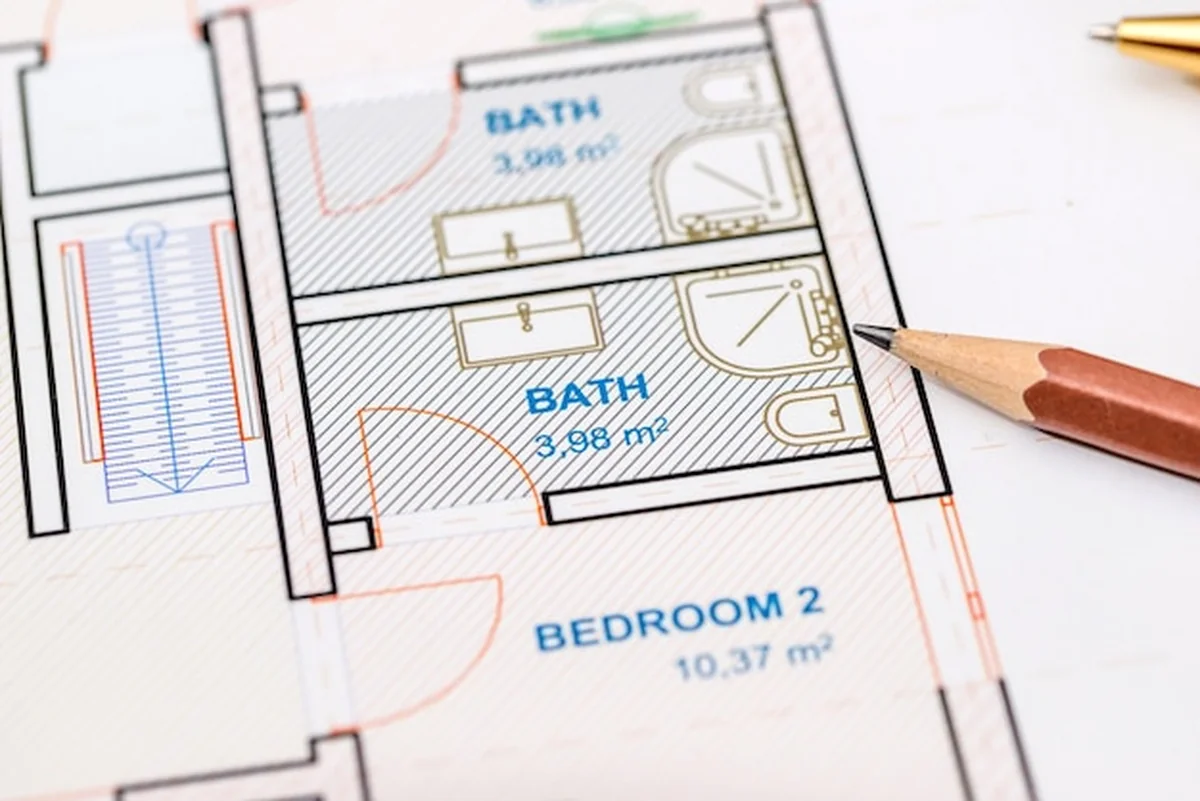 Plan architektoniczny z ołówkiem