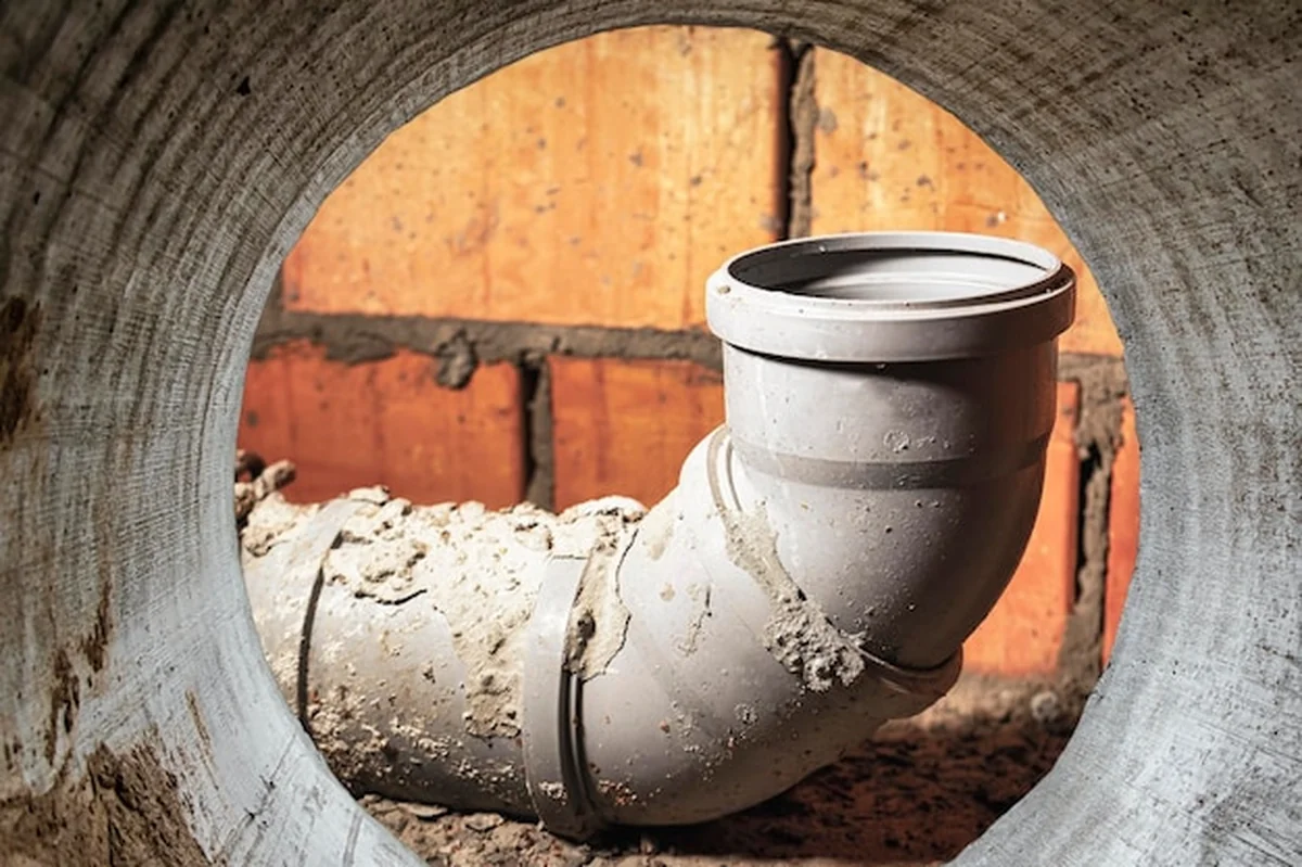 Rury kanalizacyjne w piwnicy budynku