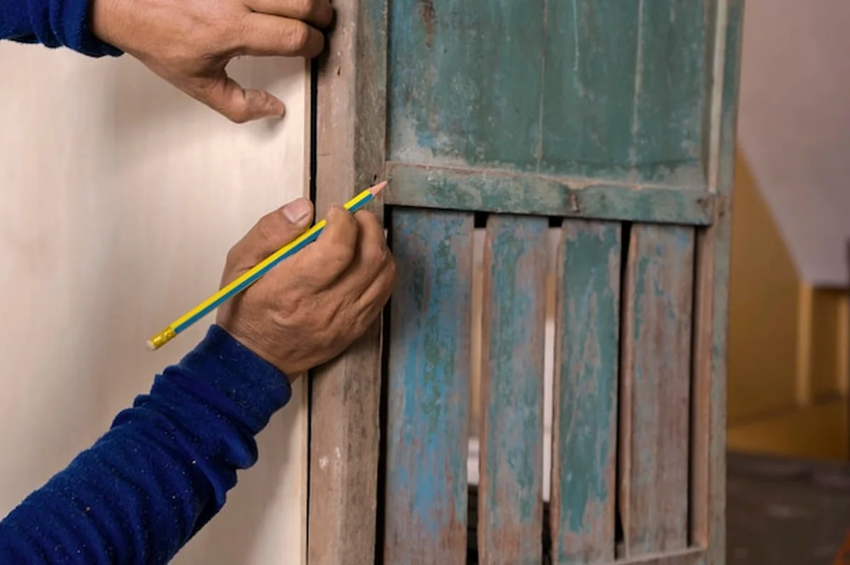 Mężczyzna pracuje na maszynach do drewna w stolarni